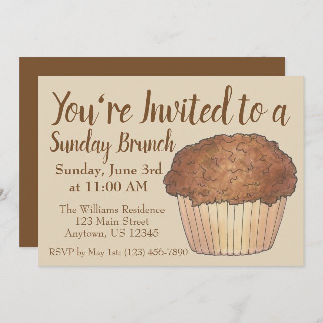 Sunday Breakfast Brunch Streusel Crumb Muffin Invitation (Front/Back)