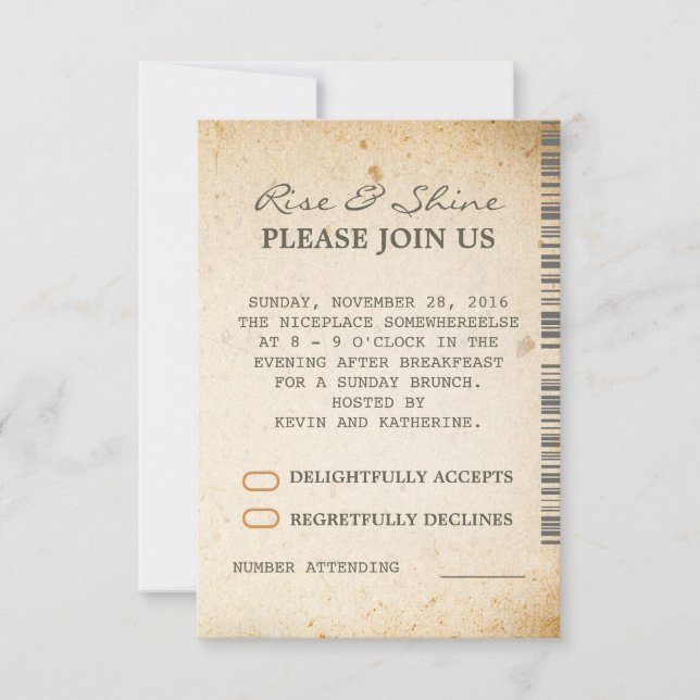 Sunday Brunch Additional Wedding RSVP Cards (Front)