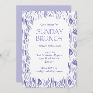 Sunday Brunch Lavender Leaves Party Invitation