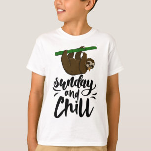 Sunday & Chill Funny Sleepy Head Lazy Sloth Love W T-Shirt