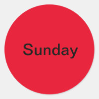Sunday Day of the Week Red Stickers
