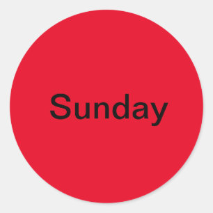 Sunday Day of the Week Red Stickers