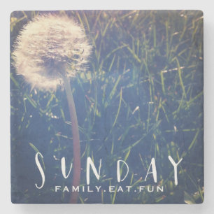 Sunday Family Eat Fun Stone Coaster