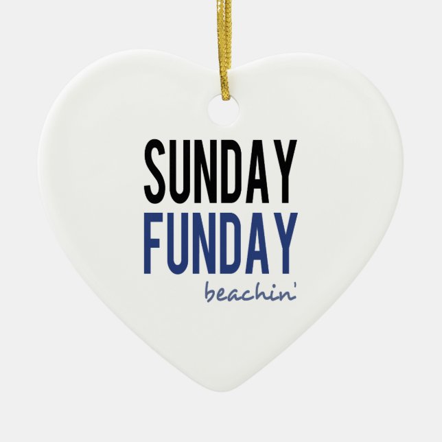 Sunday Fun Day Beaching Ceramic Tree Decoration (Front)