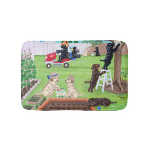 Sunday Fun Labradors Painting Bath Mat