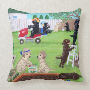 Sunday Fun Labradors Painting Cushion
