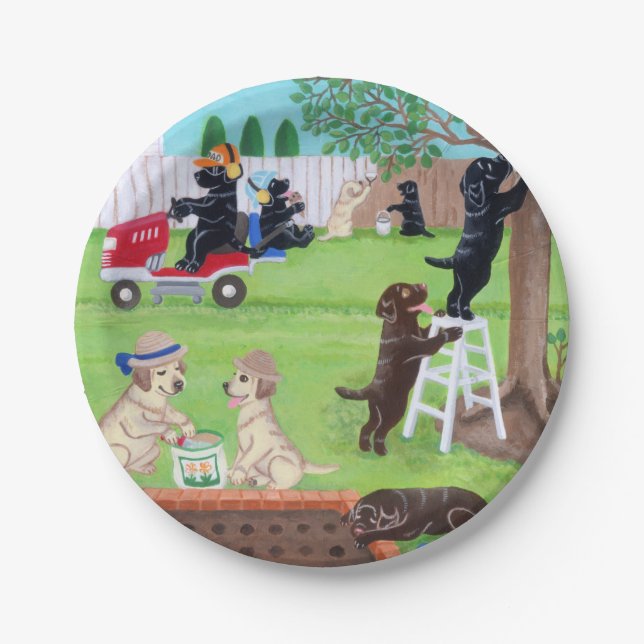 Sunday Fun Labradors Paper Plates (Front)