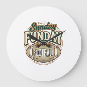 Sunday Funday Football Vintage Shirt Design_1 Large Clock