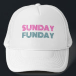 Sunday Funday Funny Personalize Trucker Hat<br><div class="desc">Sunday Funday personalized trucker hat is the perfect accessory for weekend fun,  beach trips,  and summer parties. Add your name or custom text to create a unique hat that shows off your fun personality. A great gift for friends,  vacations,  and sunny days.</div>