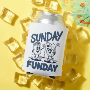 Sunday Funday Golf Funny Golfing Golfers Retro Can Cooler