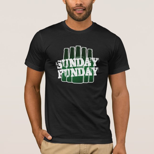 SUNDAY FUNDAY vintage beer drinking t shirt (Front)
