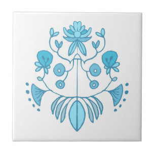 Sunday Garden Tile in Azure