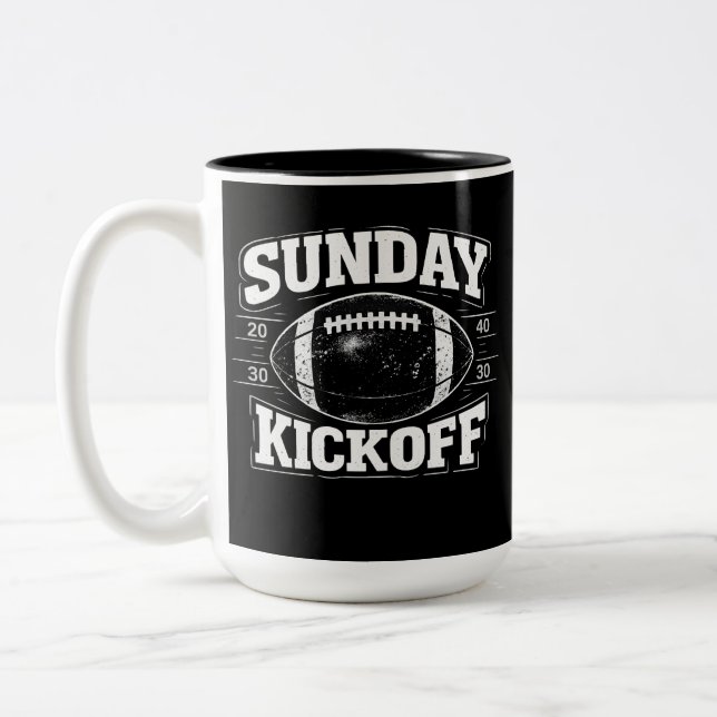 Sunday Kickoff Football Two-Tone Coffee Mug (Left)
