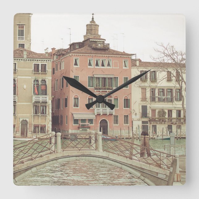 Sunday Morning in Venice Square Wall Clock (Front)