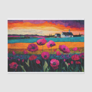 Sunday Morning Sunrise, Vibrant Country Church Tissue Paper