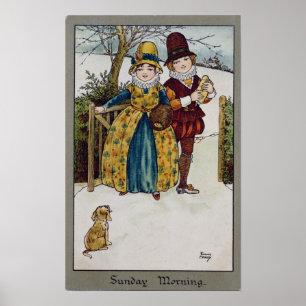 Sunday Morning, Victorian card Poster
