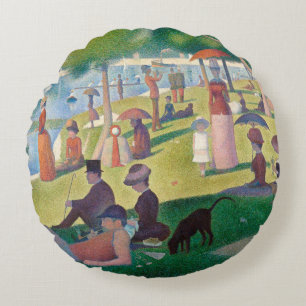 Sunday on La Grande Jatte Seurat Painting Round Cushion