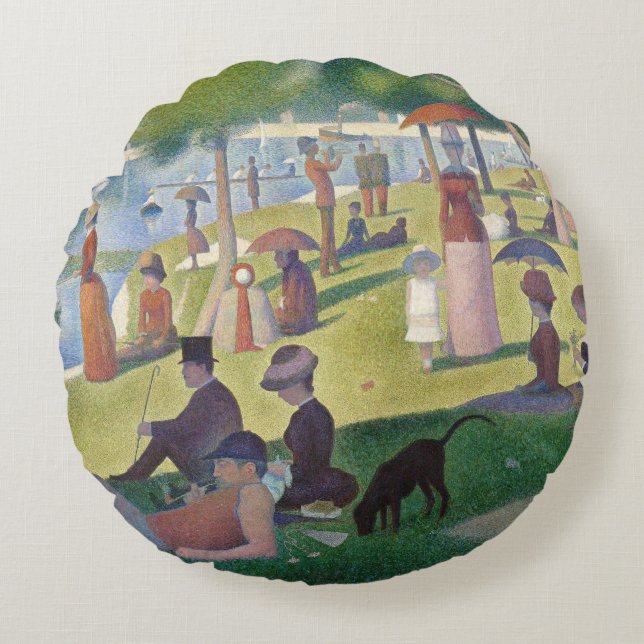 Sunday on La Grande Jatte Seurat Painting Round Cushion (Front)