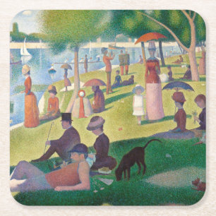 Sunday on La Grande Jatte Seurat Painting Square Paper Coaster