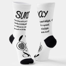 Sunday Poem Socks - Trendy, Funny, White&Black