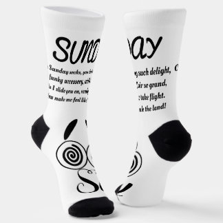 Sunday Poem Socks - Trendy, Funny, White&Black