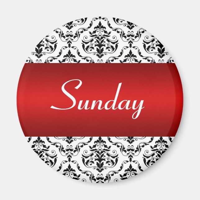 Sunday Red - Damask Magnet (Front)