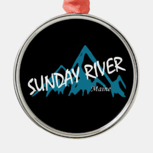 Sunday River Maine Mountains Metal Tree Decoration