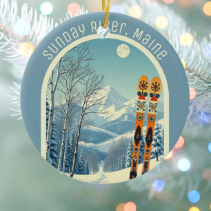 Sunday River Maine ski area souvenir Ceramic Tree Decoration