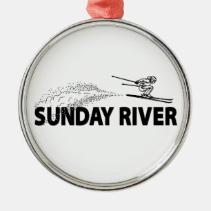 Sunday River Maine Ski Jumper Metal Tree Decoration