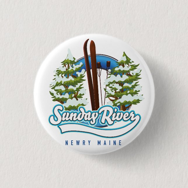 Sunday River Newry Maine ski logo 3 Cm Round Badge (Front)