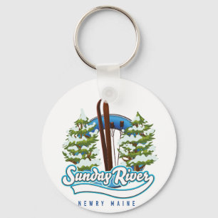 Sunday River Newry Maine ski logo Key Ring