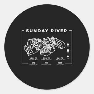 Sunday River Ski Trail Snowboard Skiing Maine Skie Classic Round Sticker
