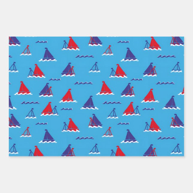 Sunday Sail Dark Wrapping Paper Sheet (Front 3)