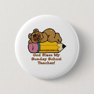 Sunday School Teacher Pencil 6 Cm Round Badge