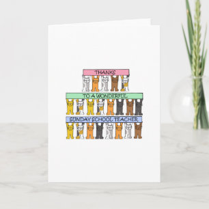 Sunday School Teacher Thank You, Cartoon Cats. You Card