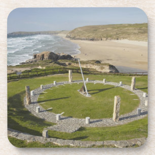 Sundial and Perran Beach, Perranporth, Cornwall, Coaster