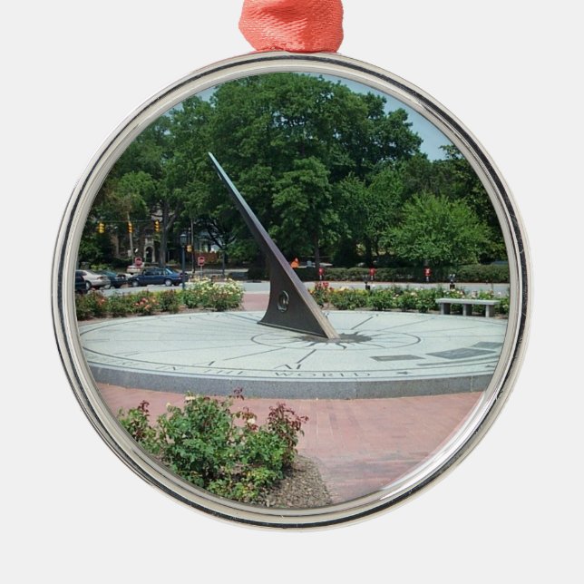 Sundial at Morehead Planetarium, Chapel Hill, NC Metal Tree Decoration (Front)