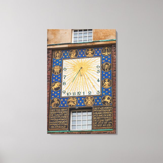 Sundial Clock On Building, Germany Canvas Print (Front)