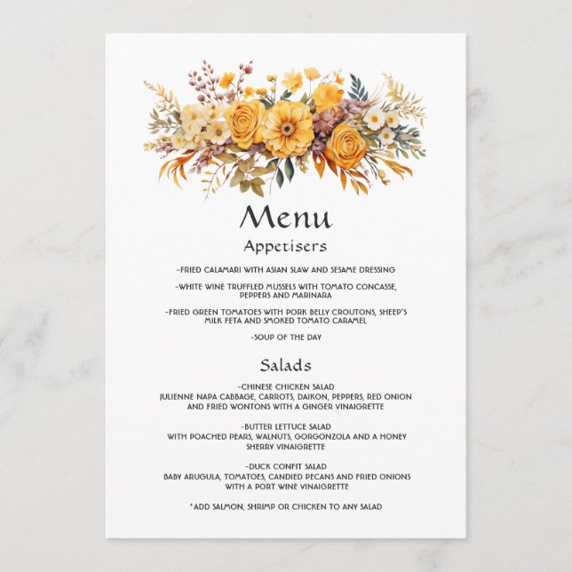 Sundial Floral Wedding Menu (Front)