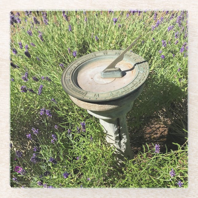 Sundial in Lavender Glass Coaster (Front)