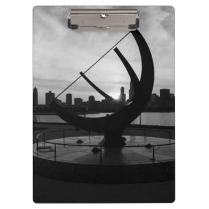 Sundial Sunset Grayscale Clipboard