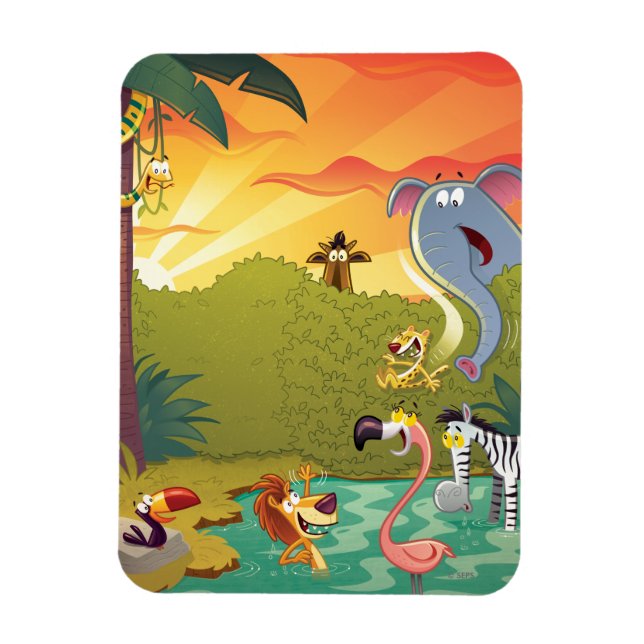 Sundown At The Water Hole Magnet (Vertical)