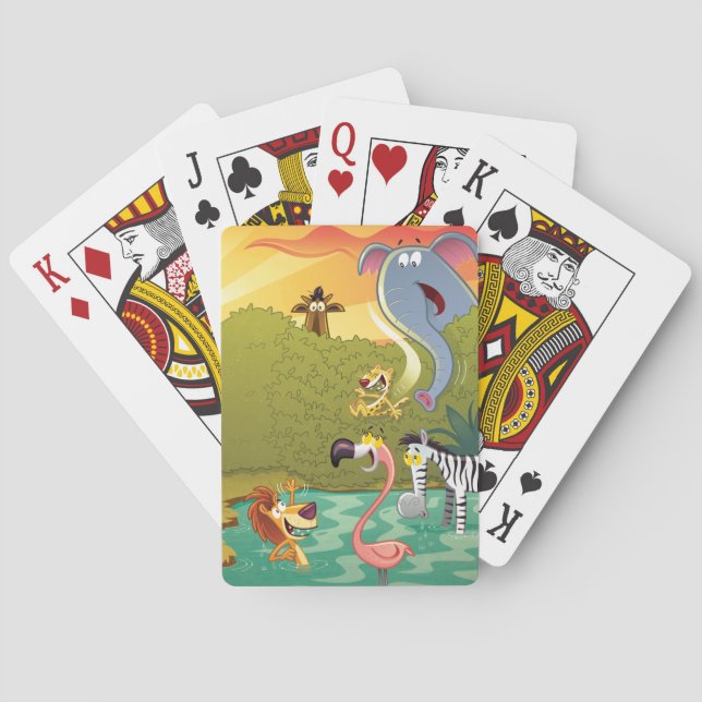 Sundown At The Water Hole Playing Cards (Back)