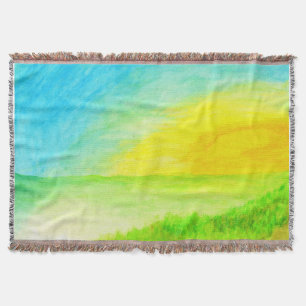 "Sundown Borderline" Watercolor Throw Blanket