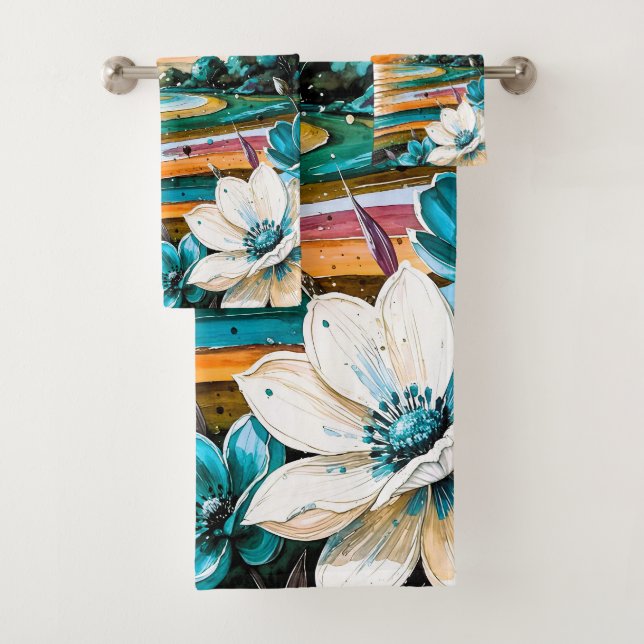 Sundown in Bloom Bath Towel Set (Insitu)