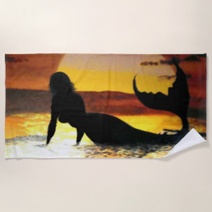Sundown mermaid beach towel