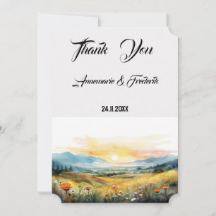 Sundown Mountain Floral Wedding Thank You Card