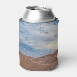 Sundown Over Sand Dunes On Wood Grain Photo Can Cooler