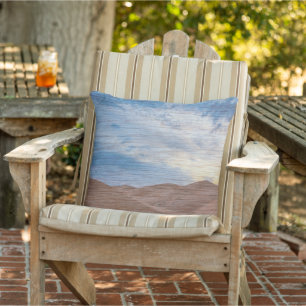 Sundown Over Sand Dunes On Wood Grain Photo Cushion