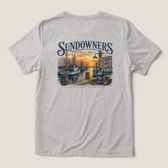 Sundowners at the Dock Tri-Blend Shirt (Design Back)